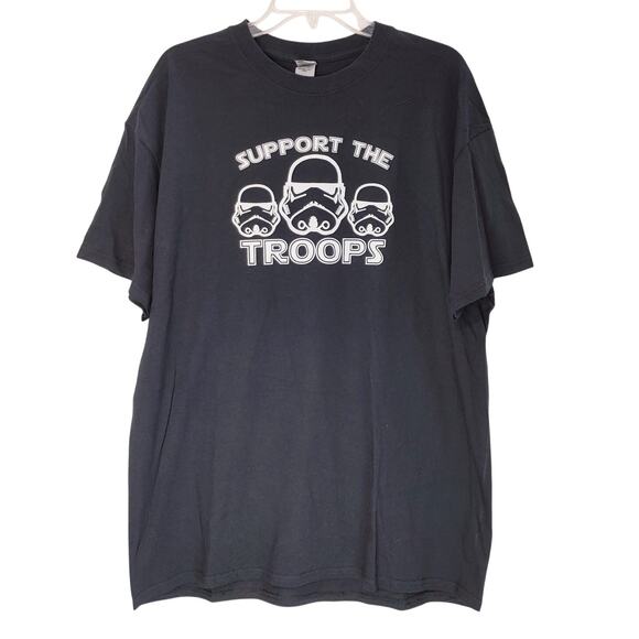 Star Wars Stormtrooper Support The Troops T-Shirt Crew Neck Dark Gray Mens XL - Picture 1 of 5